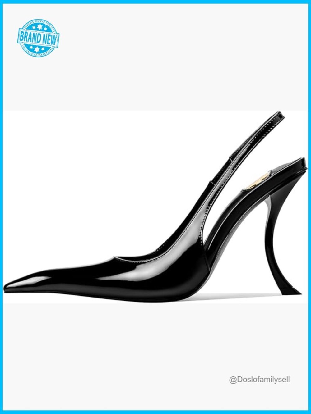Patent Leather Stiletto Pumps Slingback Pointed Toe Slip On Heels Dressy Party